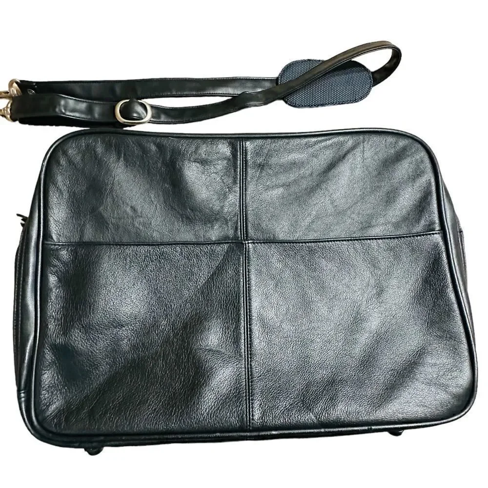 Pierre Cardin Black Leather Look Laptop Bag / brief case